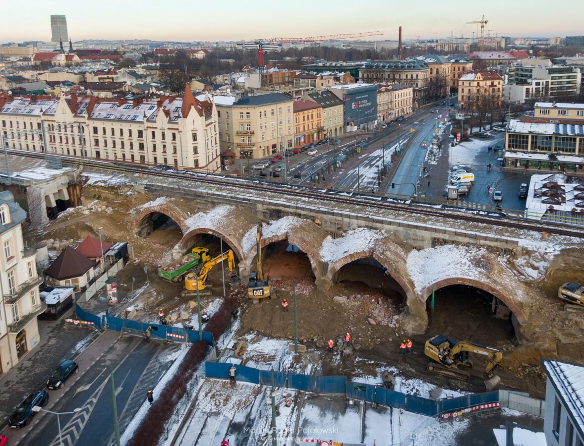 rozbiórka historycznego mostu Kraków ul. Grzegórzecka