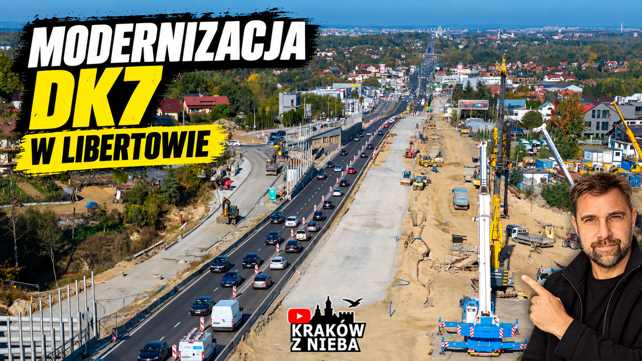 Przebudowa zakopianki w Libertowie widziana z drona – miniatura filmu Kraków z Nieba