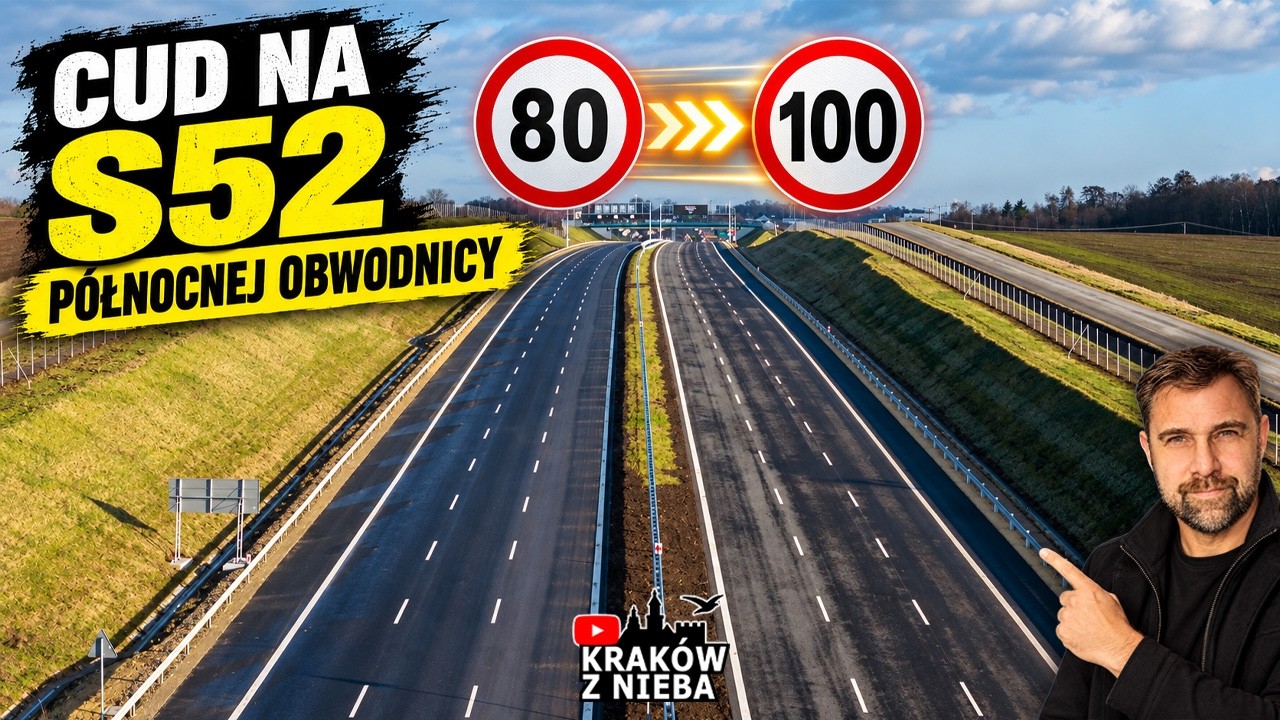 Miniatura filmu Kraków z Nieba: Północna Obwodnica Krakowa S52 i zmiana limitu prędkości z 80 do 100 km/h